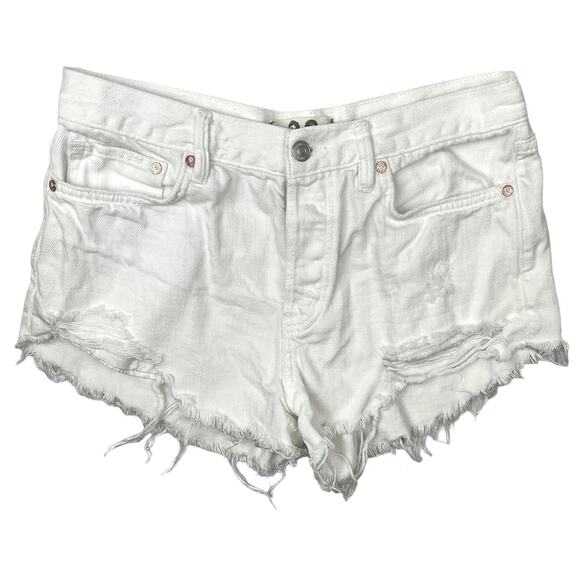Free People Pants - Free People We The Free White Cutoff Distressed High Rise Jean Short Size 28